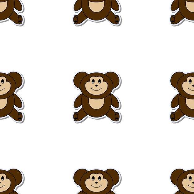 Seamless pattern with funny monkey. Endless background. Good for postcards, prints, wrapping paper and backgrounds. Vector.