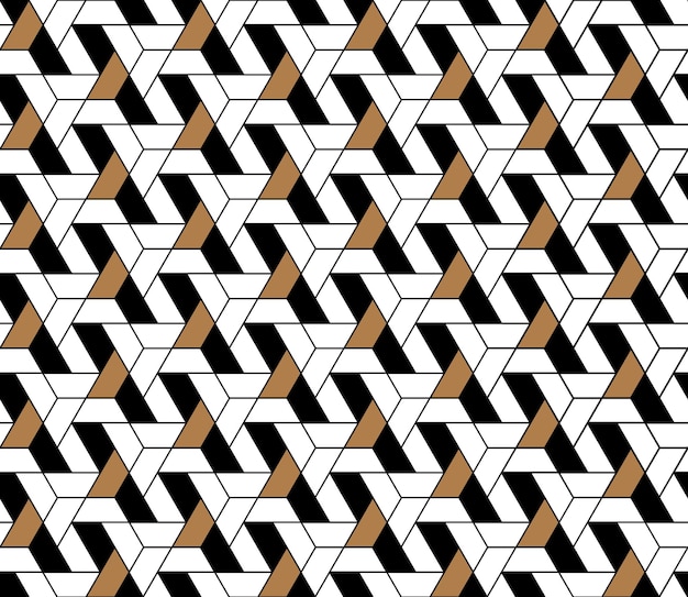 육각형 및 삼각형 모양의 기하학적 격자가 있는 원활한 패턴