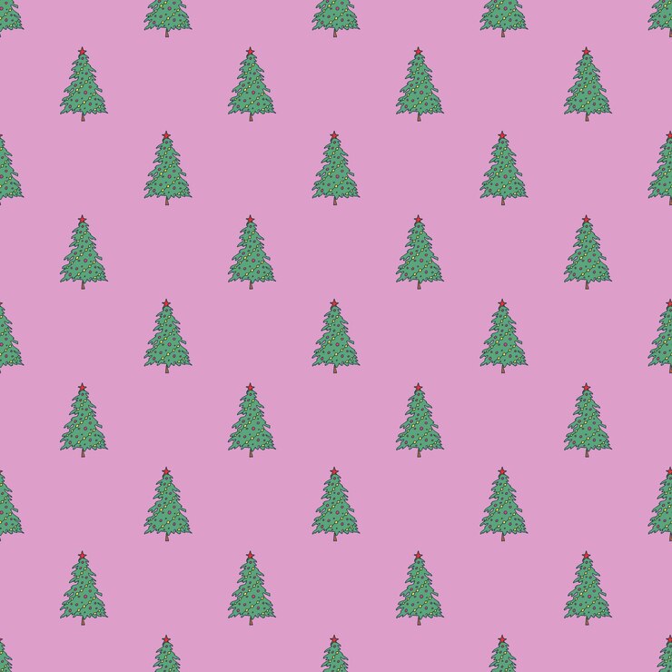 Vector seamless pattern with geometric minimal scandinavian christmas tree doodle for decorative print wrapping paper greeting cards and fabric