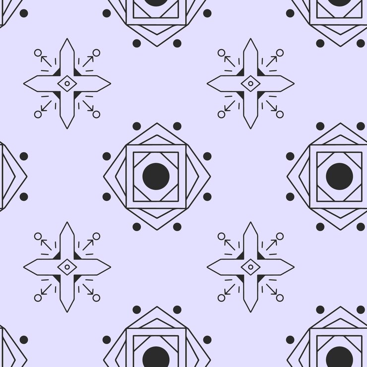 Vector seamless pattern with geometric ornaments