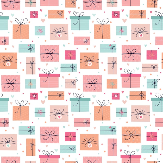 Seamless pattern with gifts