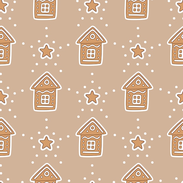 Seamless pattern with ginger biscuits.