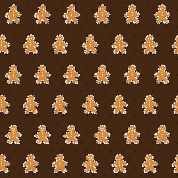 Seamless pattern with ginger cookies on a brown background Gingerbread man