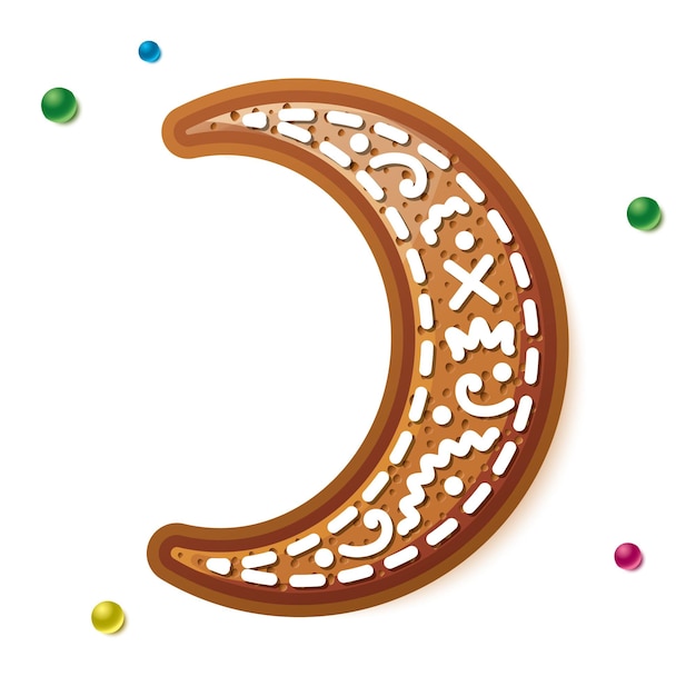 Seamless Pattern with Gingerbread Moon on Blue Christmas Cookie