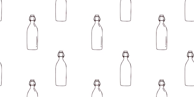 Seamless pattern with glass bottle Doodle