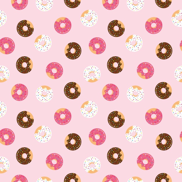 Seamless pattern with glazed donuts