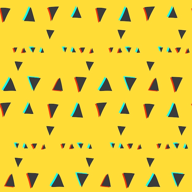 黄色のグリッチ三角形とのシームレスなパターン