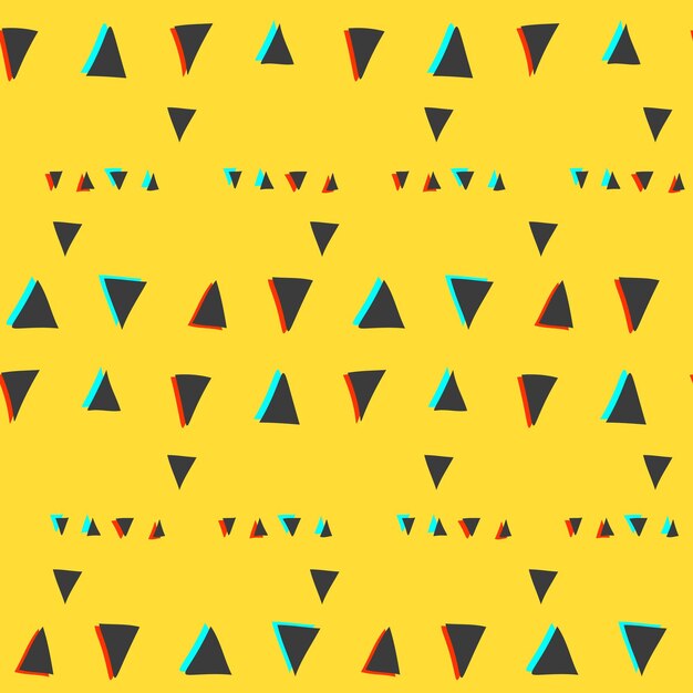 Seamless pattern with glitch triangles on yellow