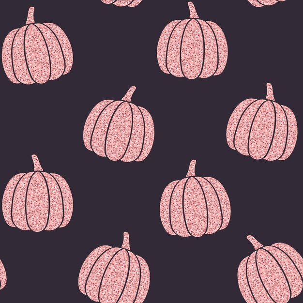 Seamless pattern with glitter pumpkins Background for wrapping paper greeting cards and seasonal designs