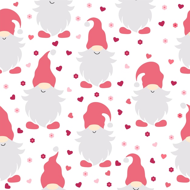 Seamless pattern with gnomes