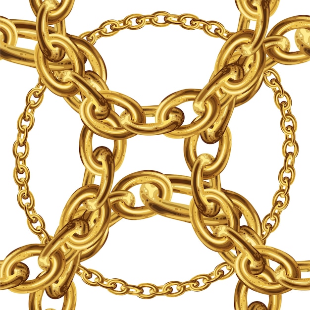 Vector seamless pattern with gold chain for fabric design baroque golden vector illustration