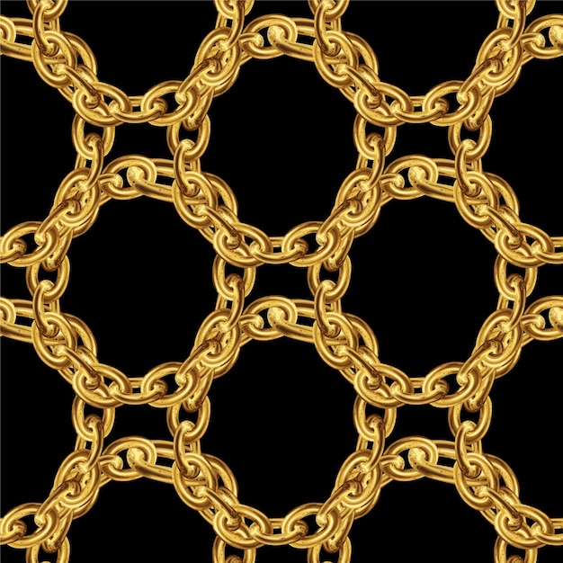 Seamless pattern with gold chain for fabric design baroque golden vector illustration