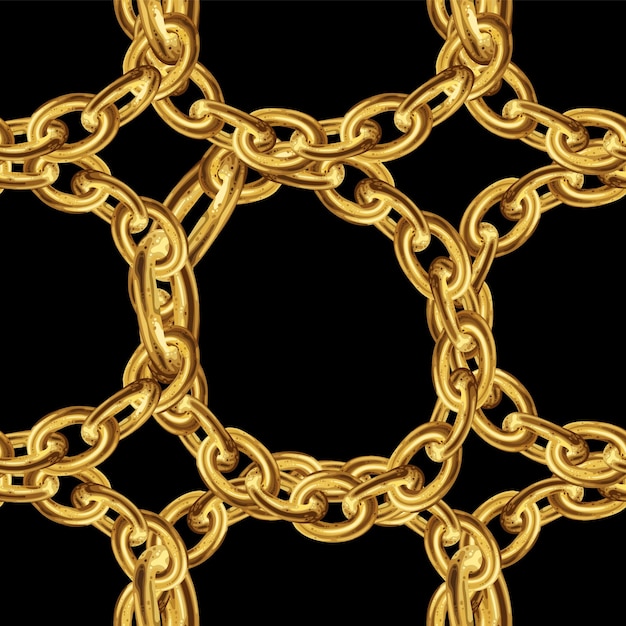 Vector seamless pattern with gold chain for fabric design baroque golden vector illustration