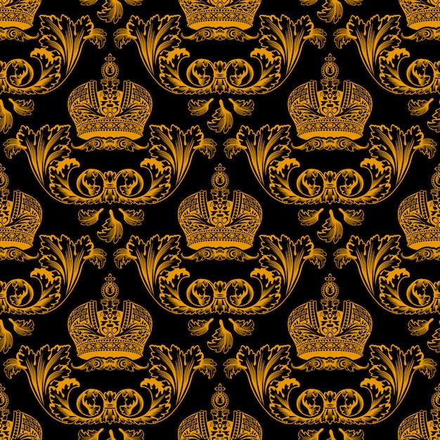 Vector seamless pattern with gold crowns