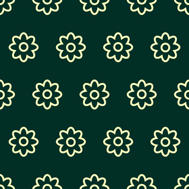 seamless pattern with gold flowers and dark green background