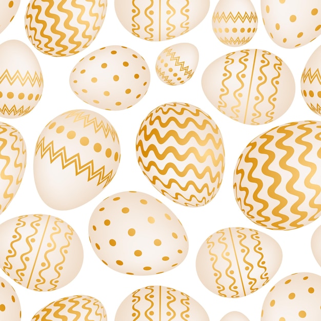 Seamless pattern with golden Easter eggs Vector illustration