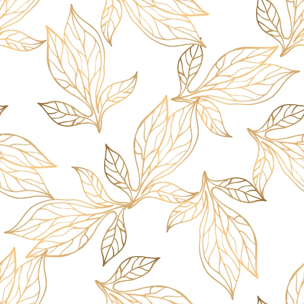 Seamless pattern with golden floral elements