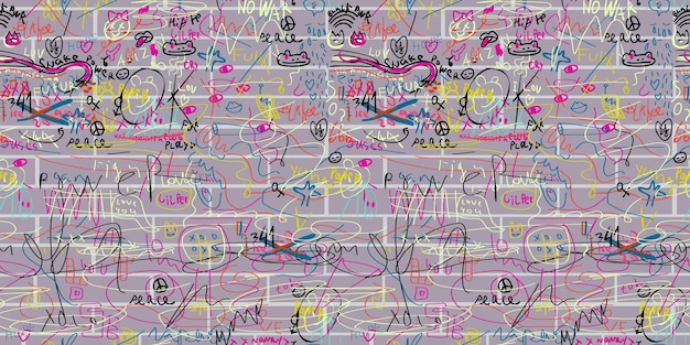 壁にグラフィティが描かれたシームレスパターン