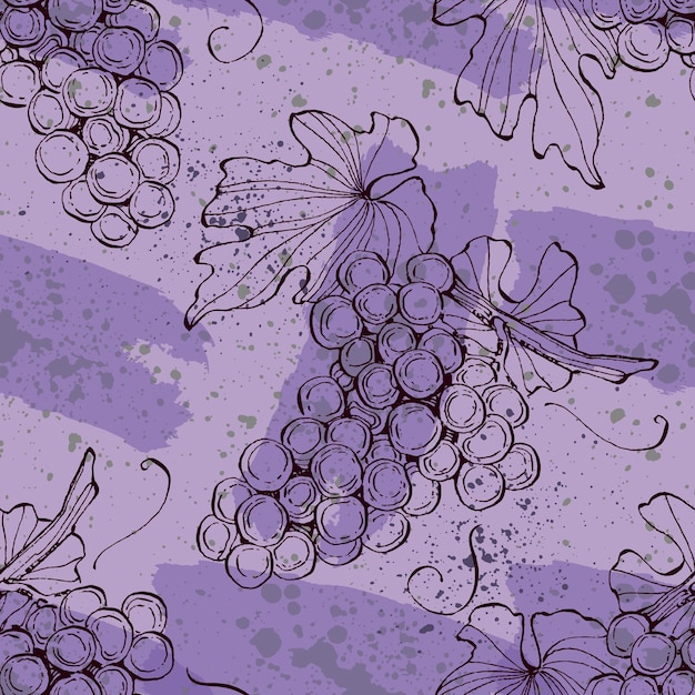 Seamless pattern with grape branch