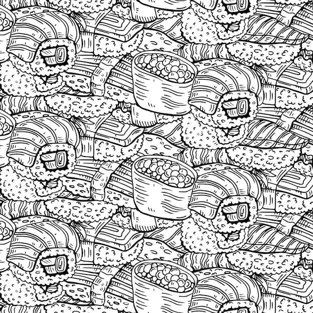 Seamless pattern with graphic sushi