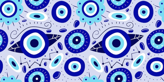 Seamless pattern with greek eye. Blue eyes are a talisman and amulet for protection.Vector illustration in flat style seamless pattern with circles.