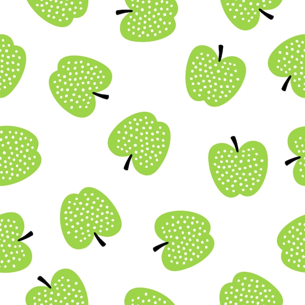 흰색 점이 있는 녹색 사과와 원활한 패턴