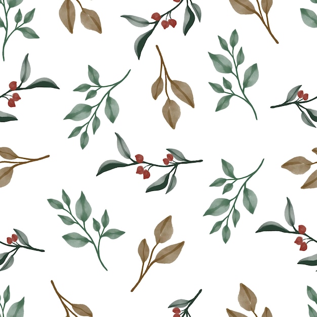 Seamless pattern with green and brown leaves