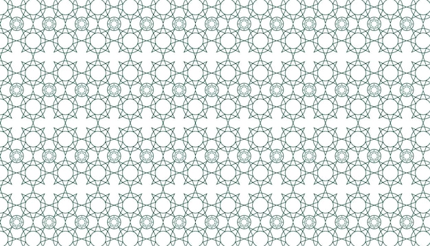 Seamless pattern with green circles and the word kaleidoscope on a white background.