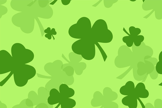Seamless pattern with green clover leaves