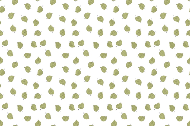 Vector seamless pattern with green falling leaves hand drawn design