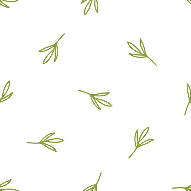 Seamless pattern with green flower leaves