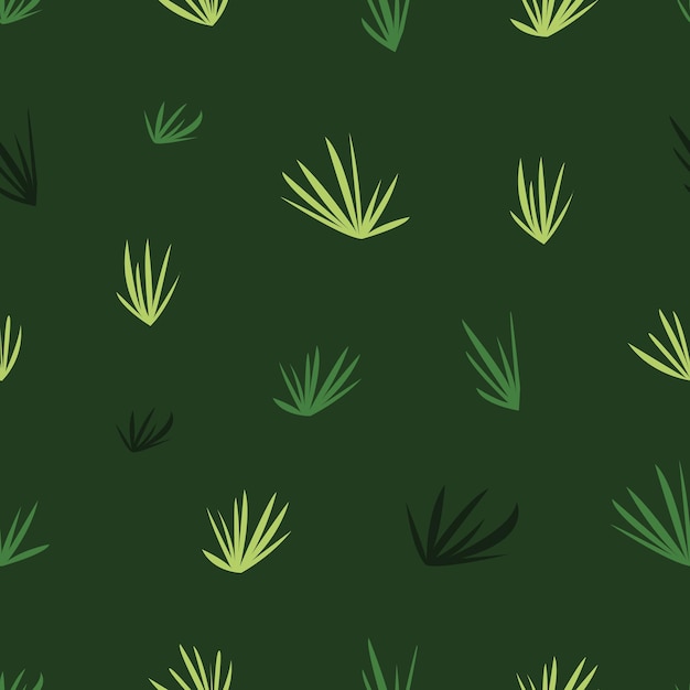 Vector seamless pattern with green grasses on one color background