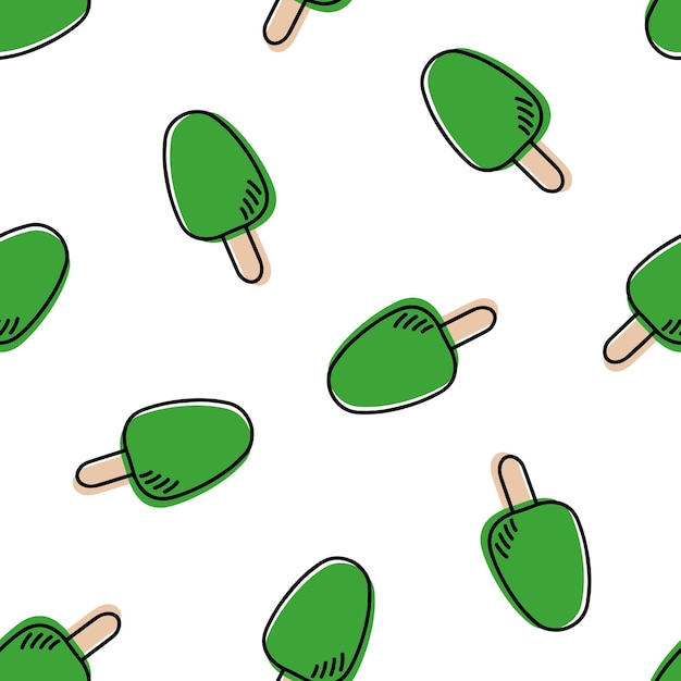 Seamless pattern with green ice cream