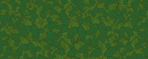 진한 녹색 배경에 녹색 잎이 있는 매끄러운 패턴
