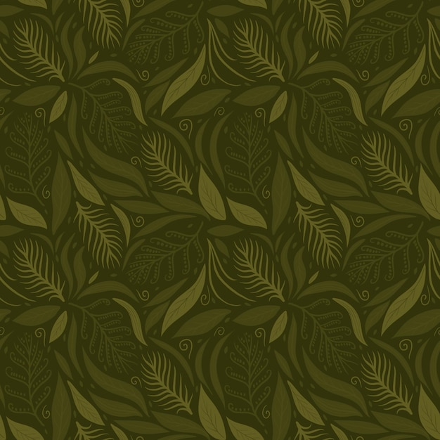 Seamless pattern with green leaves