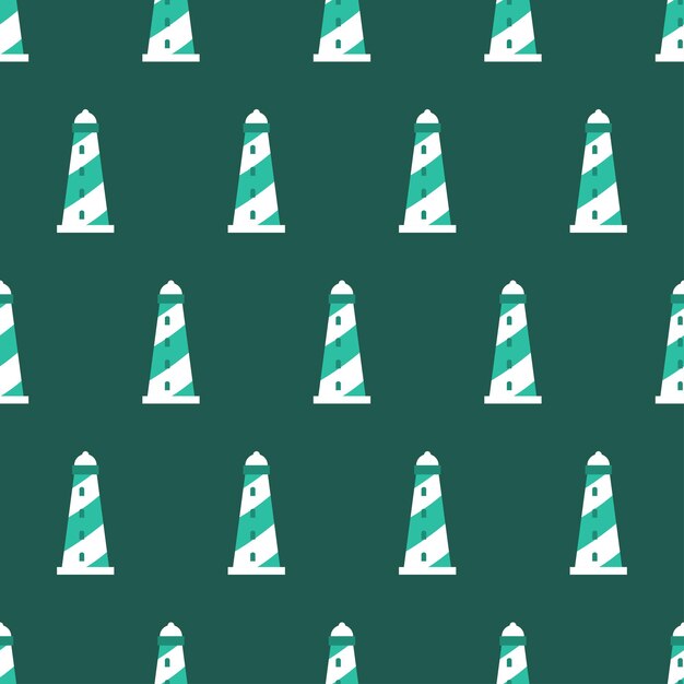 Seamless pattern with green lighthouses Cute and childish design for fabric textile wallpaper be