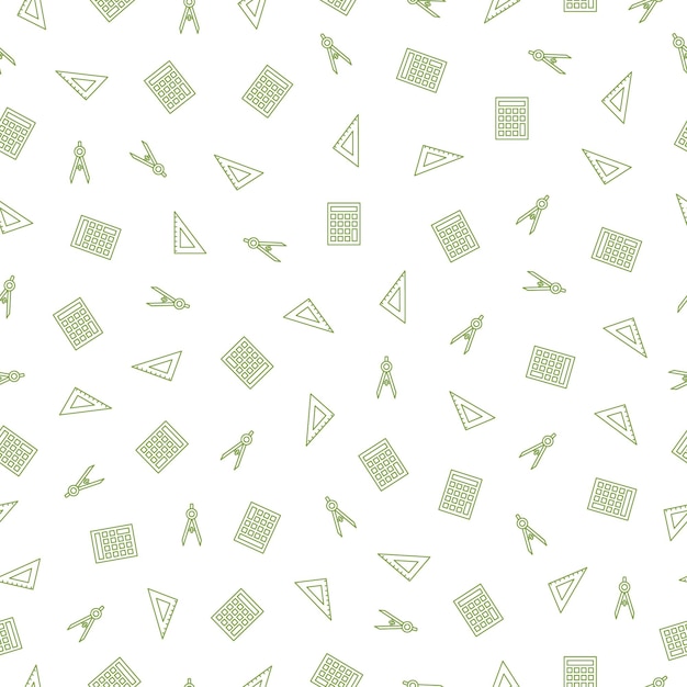 Seamless pattern with green school supplies
