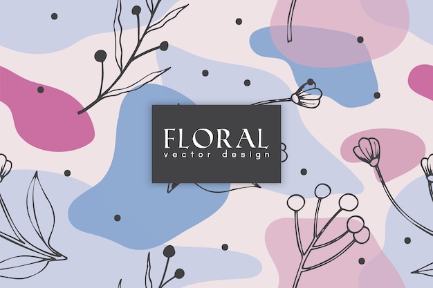 Seamless pattern with hand drawn abstract shapes and floral elements Vector illustration backgroun