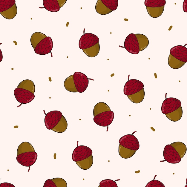 Seamless pattern with hand drawn acorns autumn wallpaper textile prints scrapbooking