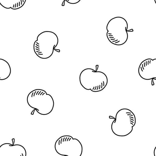 Seamless pattern with hand drawn apples