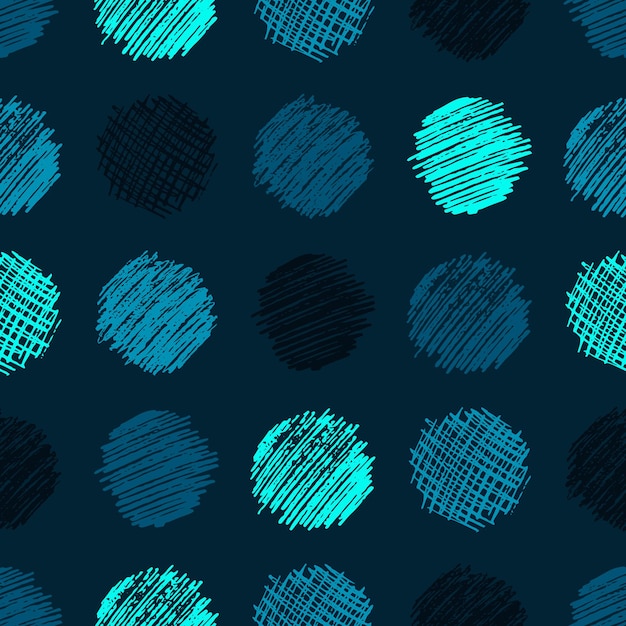 Seamless pattern with hand drawn black circle scribble smear. Abstract grunge texture. Vector illustration