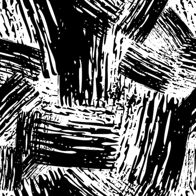 Бесшовный фон с рисованной черными каракулями мазка. Абстрактная текстура гранж. Векторная иллюстрация