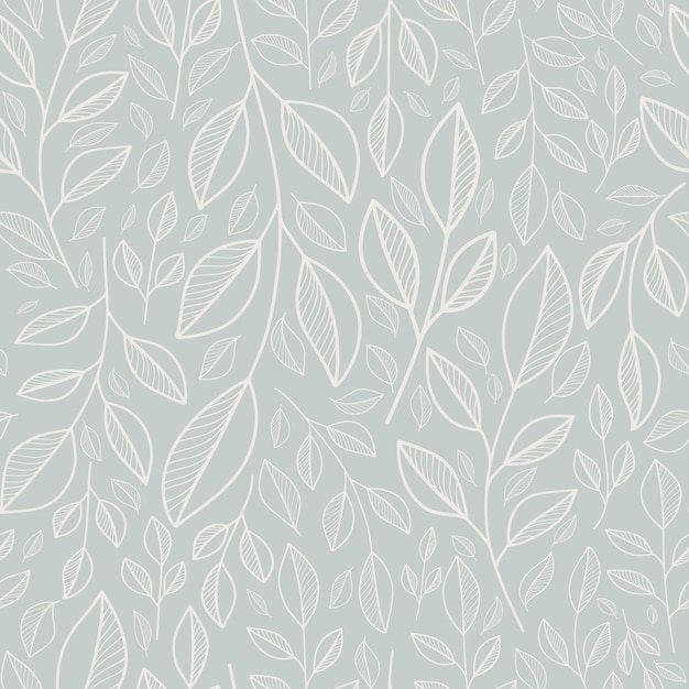 Seamless pattern with hand drawn botanical elements delicate pastel color