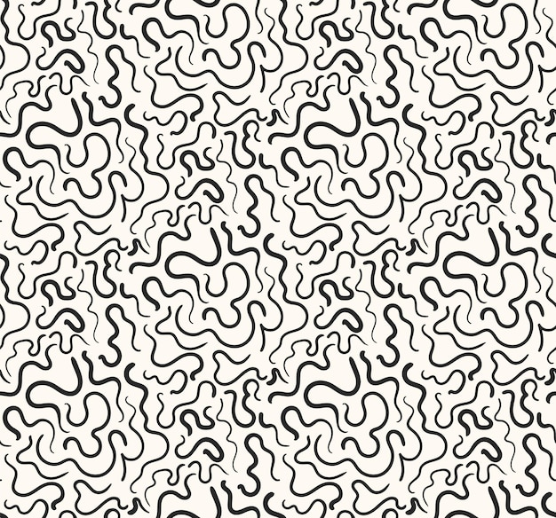 Vector seamless pattern with hand drawn brush curves