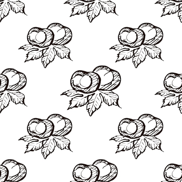 Seamless pattern with hand drawn chestnuts