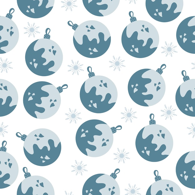 Seamless pattern with hand drawn christmas tree balls