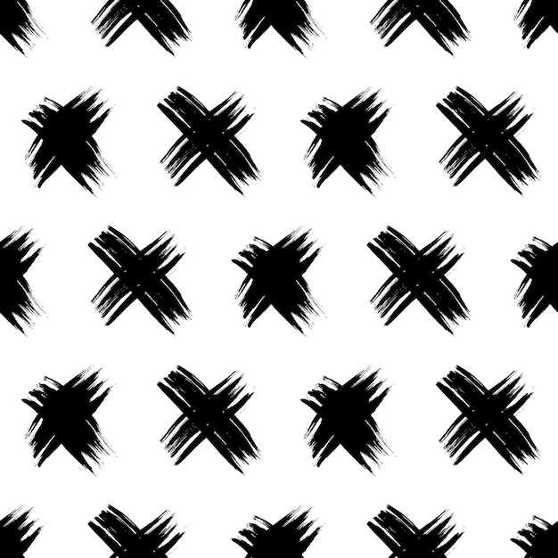 Seamless pattern with hand drawn cross symbols black sketch cross symbol on white background vector illustration