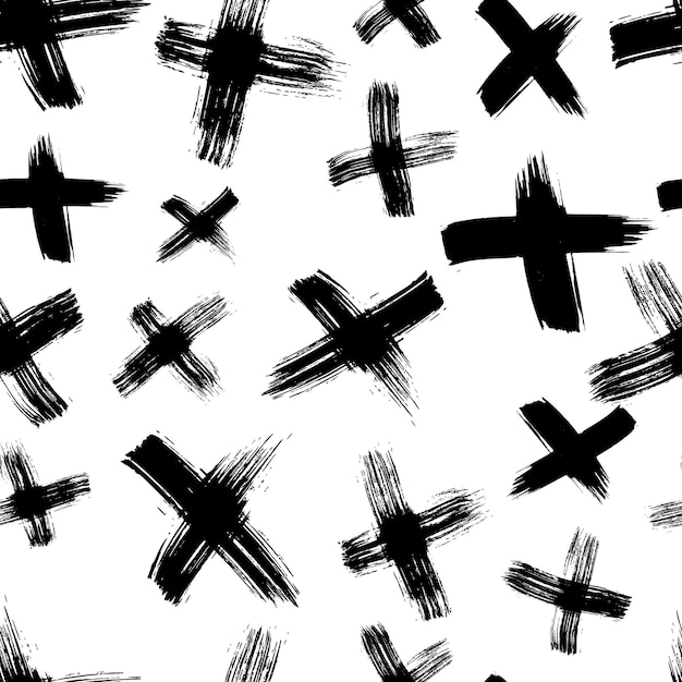 Vector seamless pattern with hand drawn cross symbols