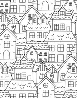 seamless pattern with hand drawn doodle houses