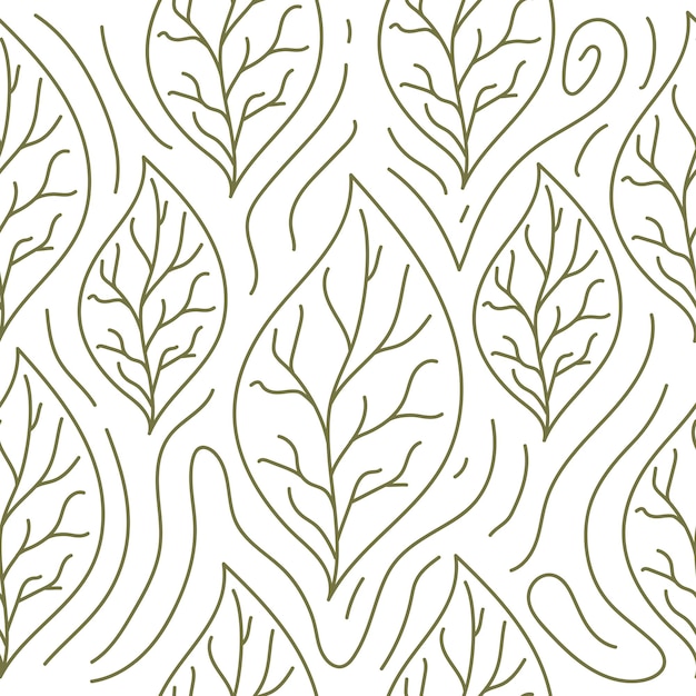 Seamless pattern with hand drawn doodle leaves Vector illustration